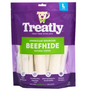 treatly american sourced beefhide rolls 8-9" dog chew treats - natural flavor, 10 count/1 pack