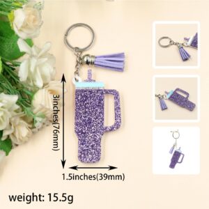 SAMIQU 2Pcs Cute Key Chain for Women,Acrylic Key Chain Ornaments for Stanley Tumbler,Gift for Stanley Cup Enthusiasts (Purple)