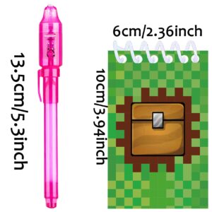 Jiaoohoo 24 Pcs Pixel Theme party favors |12 invisible ink pen and 12 party mini Pixel Theme Notepads| Pixel Theme party Goodie Bag Stuffers, Classroom Prizes, party supplies