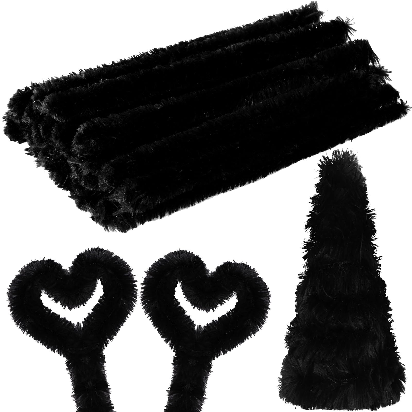 Hotop 30 Pcs Extra Thick Pipe Cleaners 30mm Jumbo Pipe Cleaners Craft Supplies Chenille Stems Pipe Cleaners for Beginners Christmas DIY Art Supplies Decorations(Black)