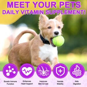 Dog Multivitamin Treats - 15 in 1 Multivitamin Tablets for Dogs with Glucosamine, Cranberry, Milk Thistle, Vitamins Supports Joint & Digestion, Skin & Coat - Peking Duck Flavor / 180 Chewable Tablets