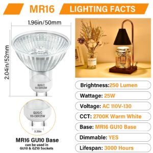 Gaormii Halogen GU10 120V 25W NP5 Replacement Bulb for Candle Warmer,Scent Wax Burner,Fragrance Melt,Warming Bulb MR16 JDR Dimmable,Warm White,4 Pack