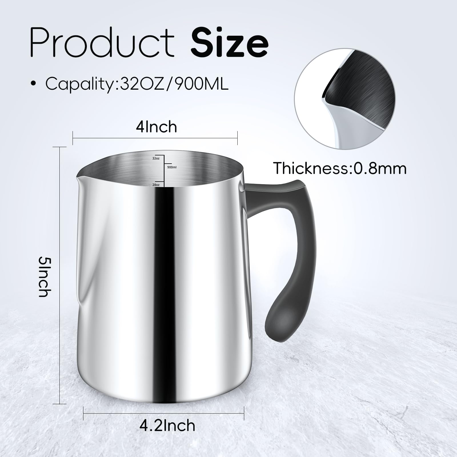 CasaCulina Candle Making Pouring Pot, 32oz Stainless Steel Wax Melting Pot with Heat-Resistant Handle, Double Boiler Candle Making Pitcher with Dripless Pouring Spout Design