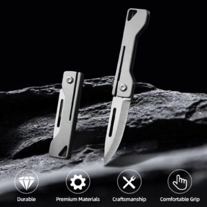 Zastan Mini Titanium Alloy Keychain Knife, 1.9 Inch Folding Pocket Knife for Packages and Ropes, EDC Box Cutter