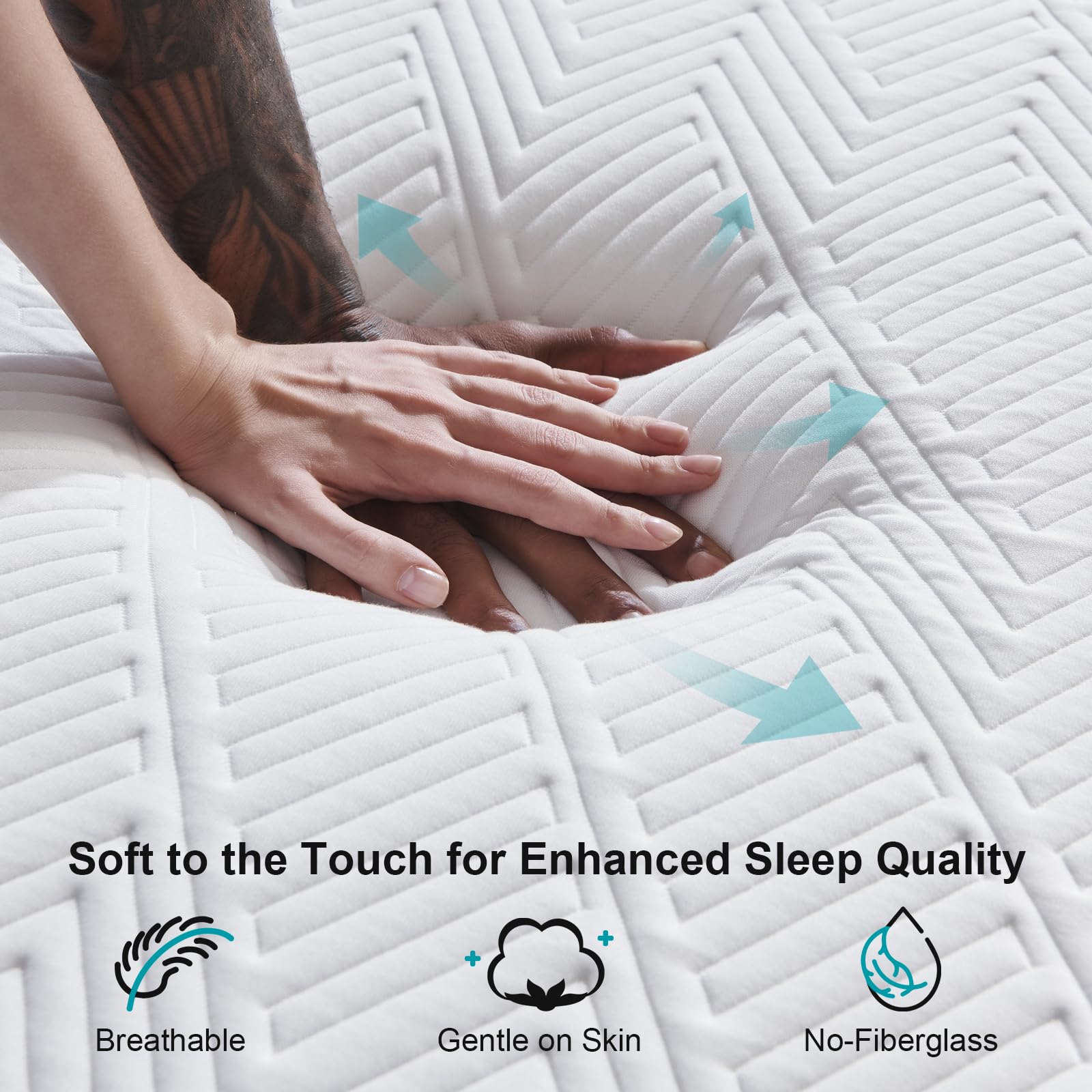 Twolike Queen Mattress 10 inch No Fiberglass Gel Memory Foam Queen Size Mattress in a Box of Foams and Fabric for Cooling Pressure Relief Sleep, 80" X 60" X 10", Medium, Firm