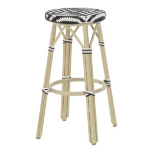 Greemotion Binde Boho 30-inch Aluminum and All-Weather Wicker Barstools with Footrest, Patio Stools & Bar Chairs for Outdoor, Kitchen Counter, Poolside, Yard, Set of 2, Brown