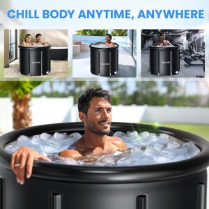 ONLYCARE Ice Bath Tub for Athletes - Upgrade XXL 135 Gal Cold Plunge Tub with Cover - Multiple Layered Cold Water Portable Ice Pod for Therapy Recovery at Home Outdoor Gym