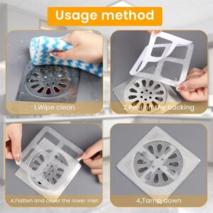 25 Pack,4" X 4" Disposable Shower Drain Cover Hair Catcher, Square Shower Drain Mesh Sticker, Bathroom, Laundry, Bathtub, Kitchen, Sink, for Human & Pet (25 PCS)