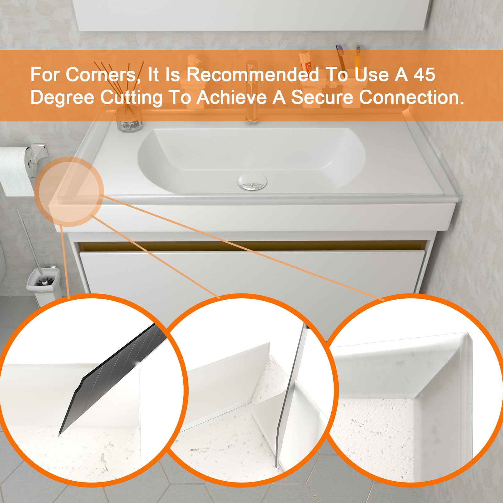 [Nayotaa] Shower Threshold Water-Dam Silicone Strip - Waterproof, Leak-Proof, Easy Installation with Adhesive Backing for Frameless Shower Doors, Bathtubs, Sinks & Countertops