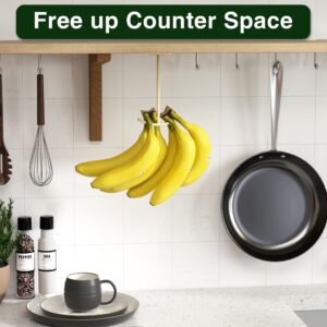 Josmimic Adhesive Banana Hook Under Cabinet: Banana Holder - Banana Hanger - Under Counter Banana Hanger - Folding Banana Hook, Folds Up When Not in Use, Keep Bananas Fresh - Gold - 2 Pack