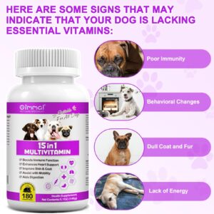 Dog Multivitamin Treats - 15 in 1 Multivitamin Tablets for Dogs with Glucosamine, Cranberry, Milk Thistle, Vitamins Supports Joint & Digestion, Skin & Coat - Peking Duck Flavor / 180 Chewable Tablets