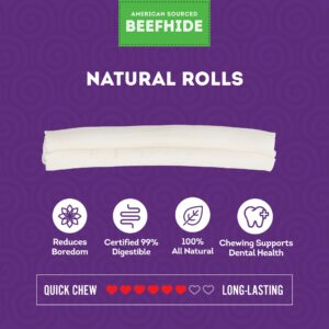 Treatly American Sourced Beefhide Rolls 8-9" Dog Chew Treats - Natural Flavor, 10 Count/1 Pack