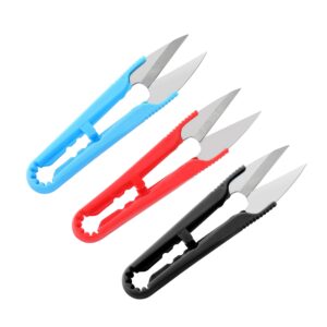 3PCS Sewing Scissors, JJOO Yarn Thread Cutter Mini Small Snips Trimming Nipper, Great for Sewing, DIY Supplies (Blue, Red, Black)