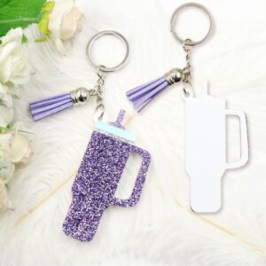 SAMIQU 2Pcs Cute Key Chain for Women,Acrylic Key Chain Ornaments for Stanley Tumbler,Gift for Stanley Cup Enthusiasts (Purple)