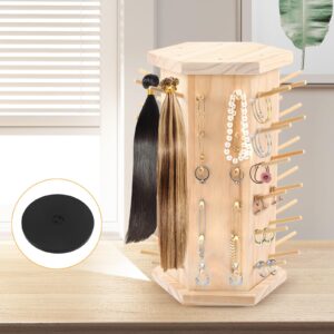 Hexagon Wooden Thread Holder Stand, 72-Spools Embroidery Thread Organizer, Smooth Wood Thread Racks for Spools of Thread and Bobbins - Quilting and Sewing Thread Storage(360° Rotating)