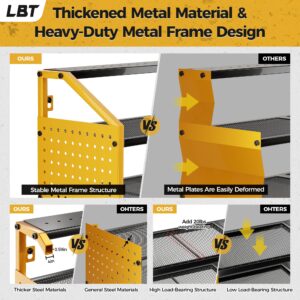 LBT Power Tool Organizer Wall Mount with Charging Station. Patented, Heavy Duty Steel, Garage 6 Drill Storage Shelf, 8 Hooks,2 Screw Boxes,6 Outlets Power Strip, Easy Install Power Tool Storage Rack.