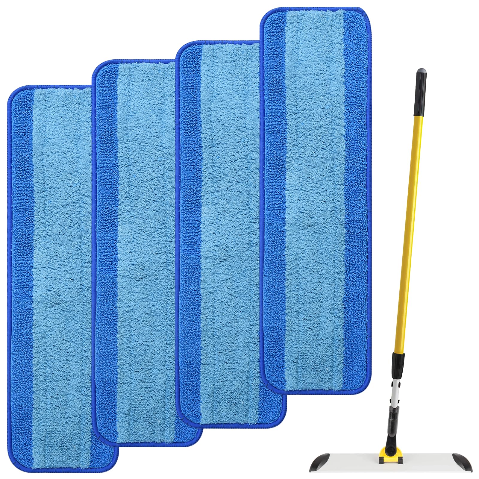 4 Pack Microfiber Cleaning Pad for Rubbermaid Commercial 18 Inch Mop and 17 Inch Mop, Reusable Wet & Dry Mop Refills for Commercial Flat Mop System 18" and 17", for Multi-Surface Floors