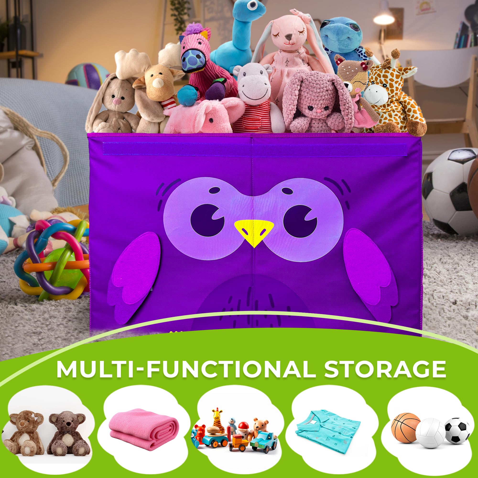 QUOKKA Toy Storage Box Koala, Toy Storage Box Unicorn & Toy Storage Box Owl Playroom Organizers