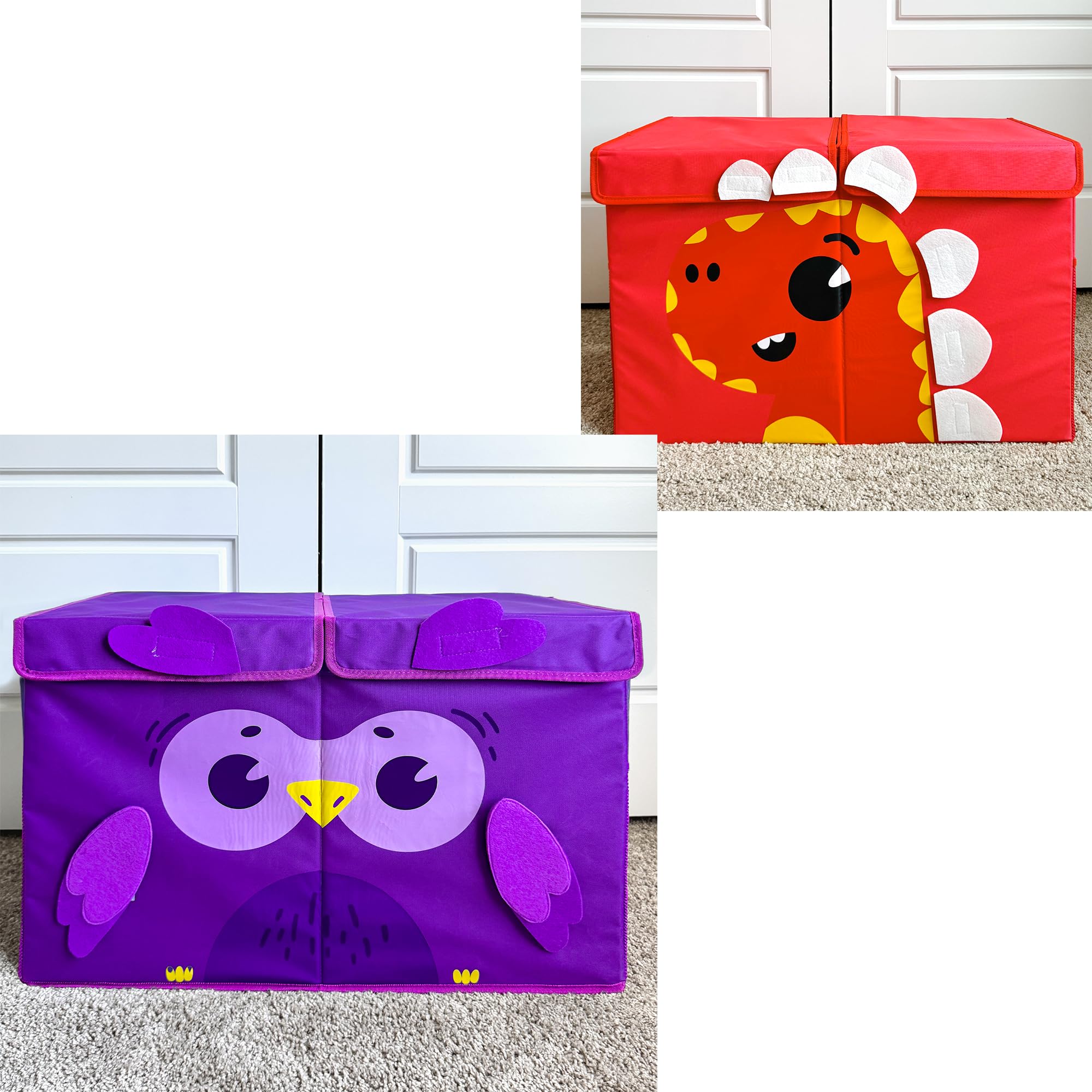 QUOKKA Toy Storage Box Owl & Toy Storage Box Dino Playroom Organizers