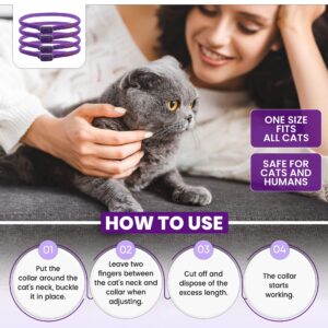 TriOak 4 Pack Calming Collar for Cats, Cat Calming Collar, Calming Pheromone Collar for Cats, Cat Pheromone Collar, Cat Calming Collar for Anxiety, Efficient Relieve Anxiety Stress (Purple)