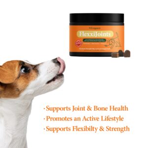 NZorganix FlexxiJoints Hip and Joint Supplement Chews for Dogs, Cats • 100% Grass-Fed Beef Bone Collagen New Zealand Green-Lipped Mussels • 50 Chews