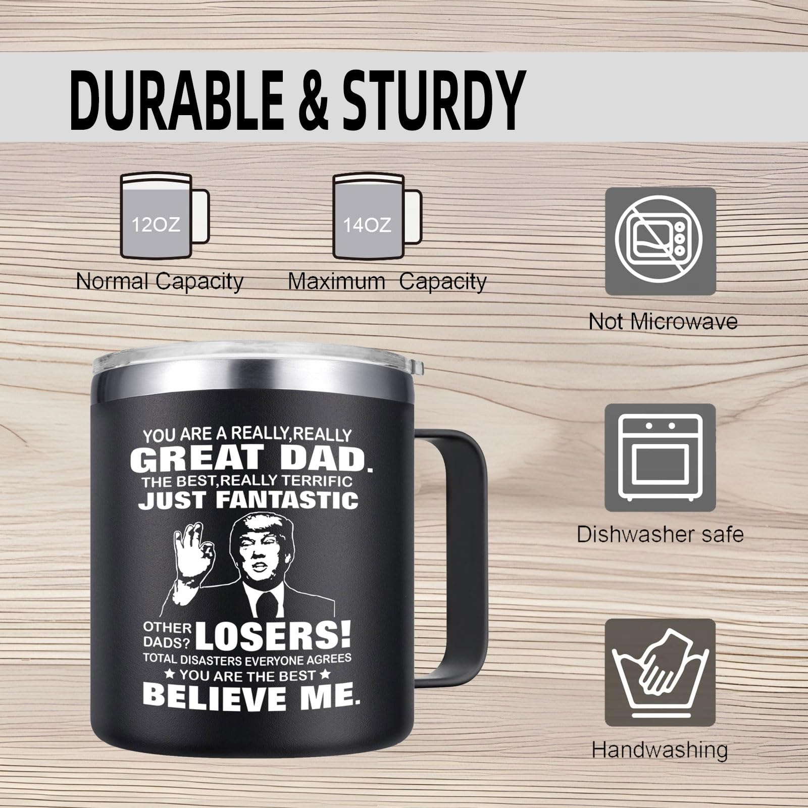 Abledn Christmas Gifts for Dad from Daughter, Son - You're A Really Great Dad Coffee Mug - Funny Birthday Gifts for Men Dad Husband and Grandpa - Dad Birthday Gifts (14oz, Black)