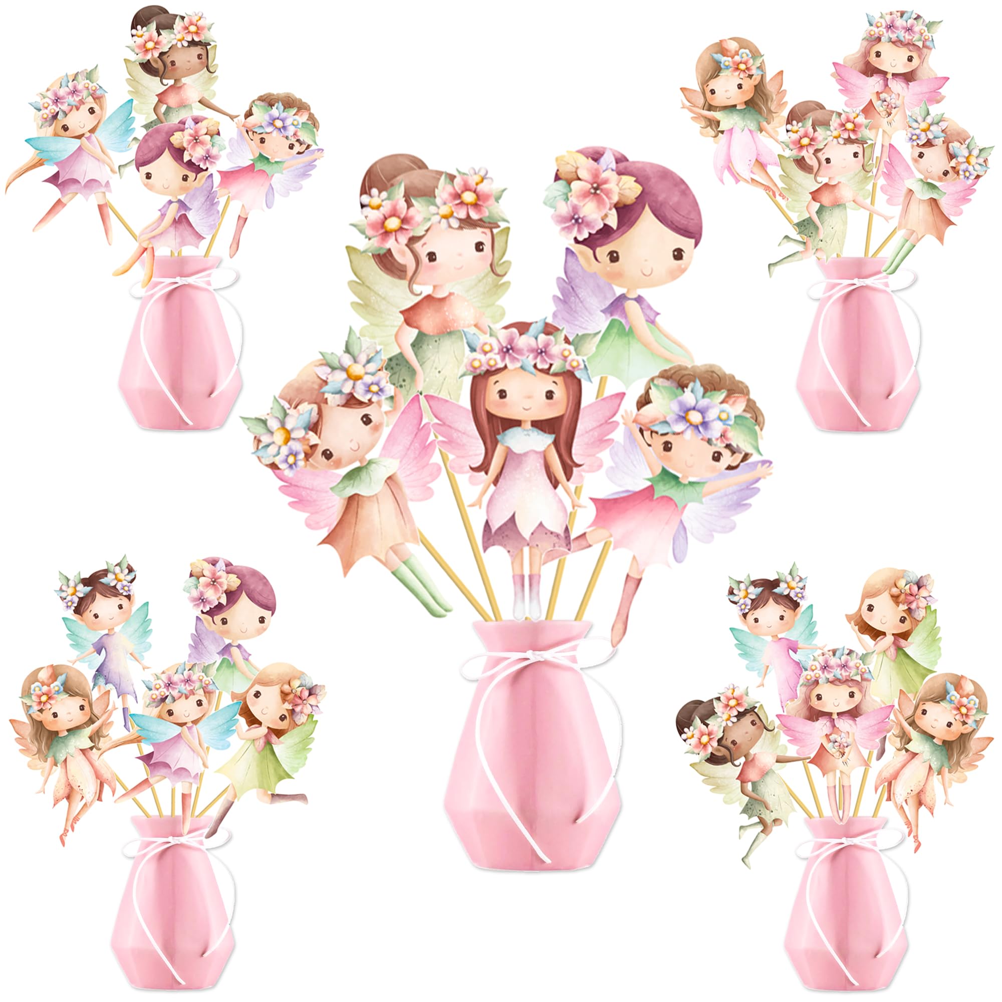 Fairy Party Centerpiece Stciks Fairy Birthday Decorations Fairy Centerpieces for Table 28pcs Fairy Party Table Toppers Fairy Baby Shower Decorations for Floral Fairy Garden Party Supplies