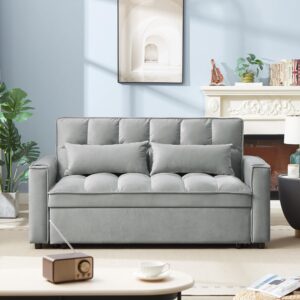 Multifunctional 2 Seater Oversized Loveseat Sofa Convertible Full Size Sleeper Sofabed with Pull Out Sleeper Couch Bed ,Storage Pockets,USB Port and Cupholders for Home,Office,Apartment Living Room