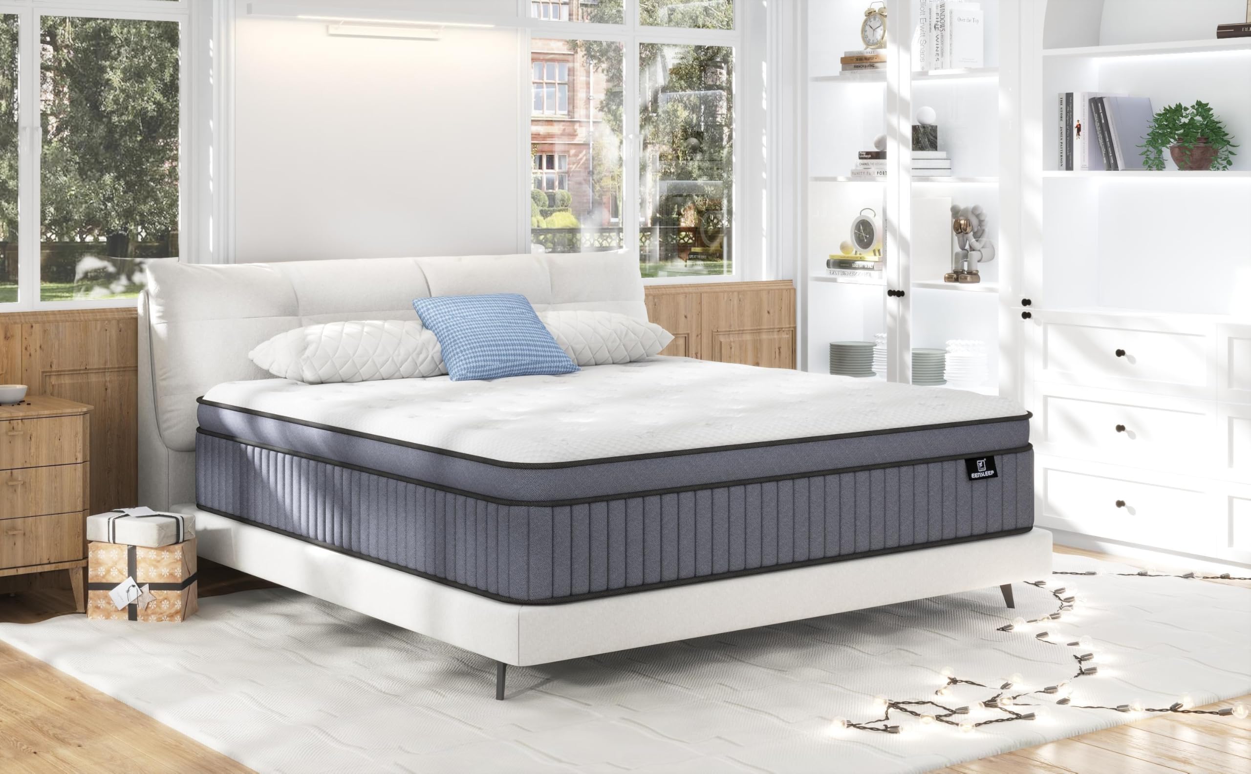 California King Mattress, Upgrade Strengthen 12 Inch Firm Hybrid Cal King Mattress in a Box, Mattress King Size With Memory Foam and Independent Pocket Springs, Strong Edge Support, Release Pressure