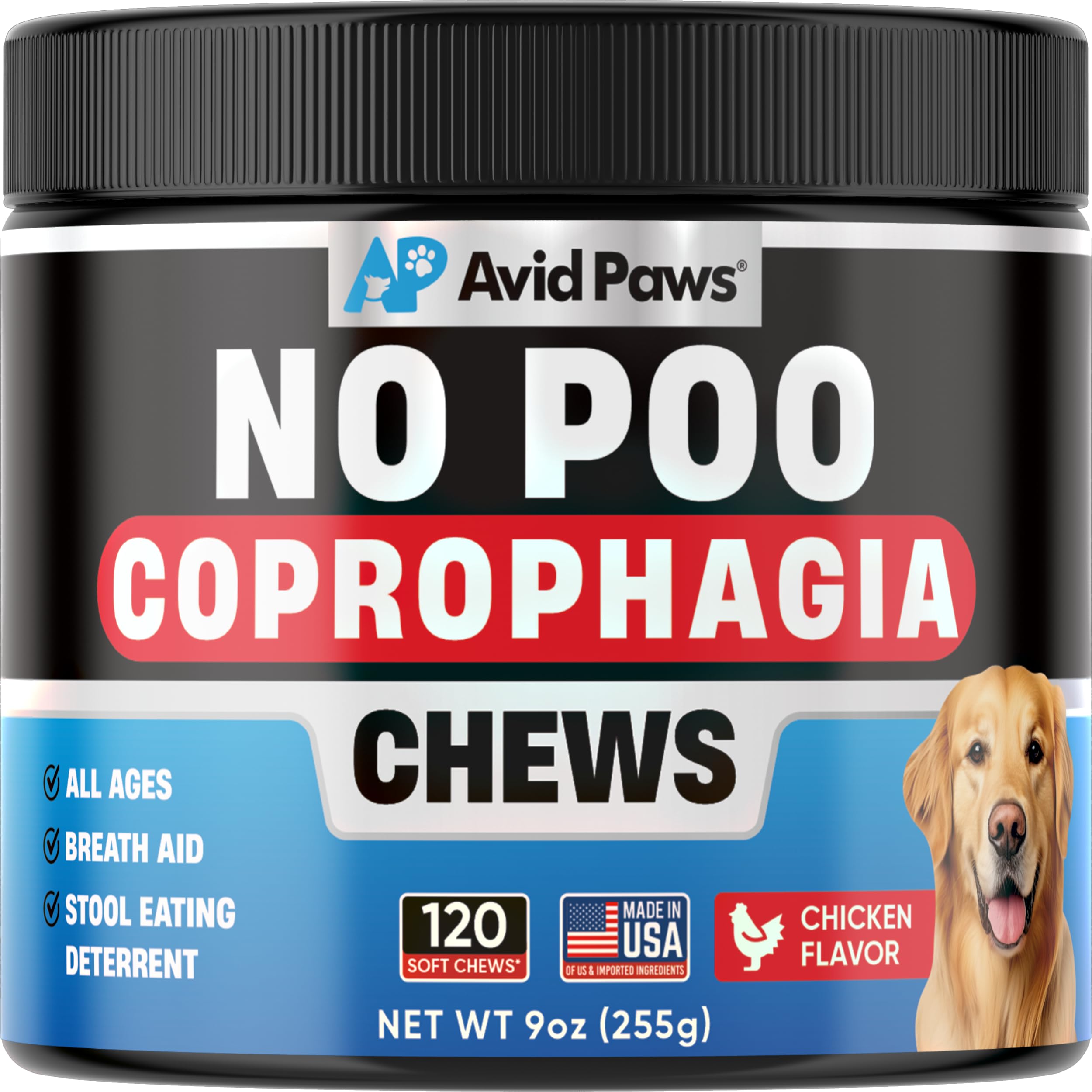 No Poo Chews for Dogs - Coprophagia Deterrent for Dogs - Stop Eating Poop for Dogs - Dog Poop Eating Deterrent - Forbid Stool Eating Deterrent for Dogs with Probiotics & Enzymes for Digestive Health