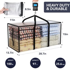 97L moving bags heavy duty,6 pack extra large moving bags with zippers，moving totes with lids heavy duty，storage containers with lids，large storage bags，moving storage bags，clear storage bag