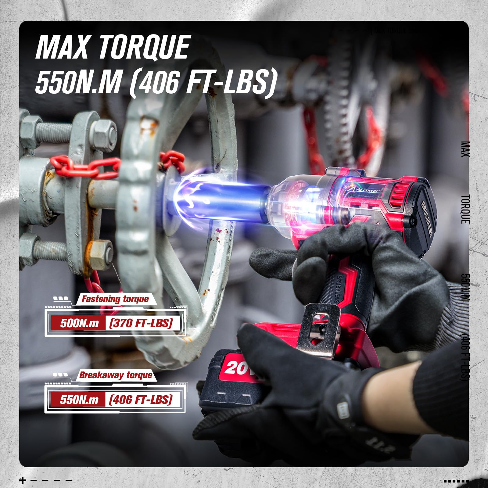 AVID POWER 1/2 Impact Wrench Brushless, 20V Cordless Impact Gun w/ 3 Variable Speeds, Max Torque 370ft-lbs (500N.m), 3.0Ah Li-ion Battery, 4Pcs Impact Sockets, Fast Charger