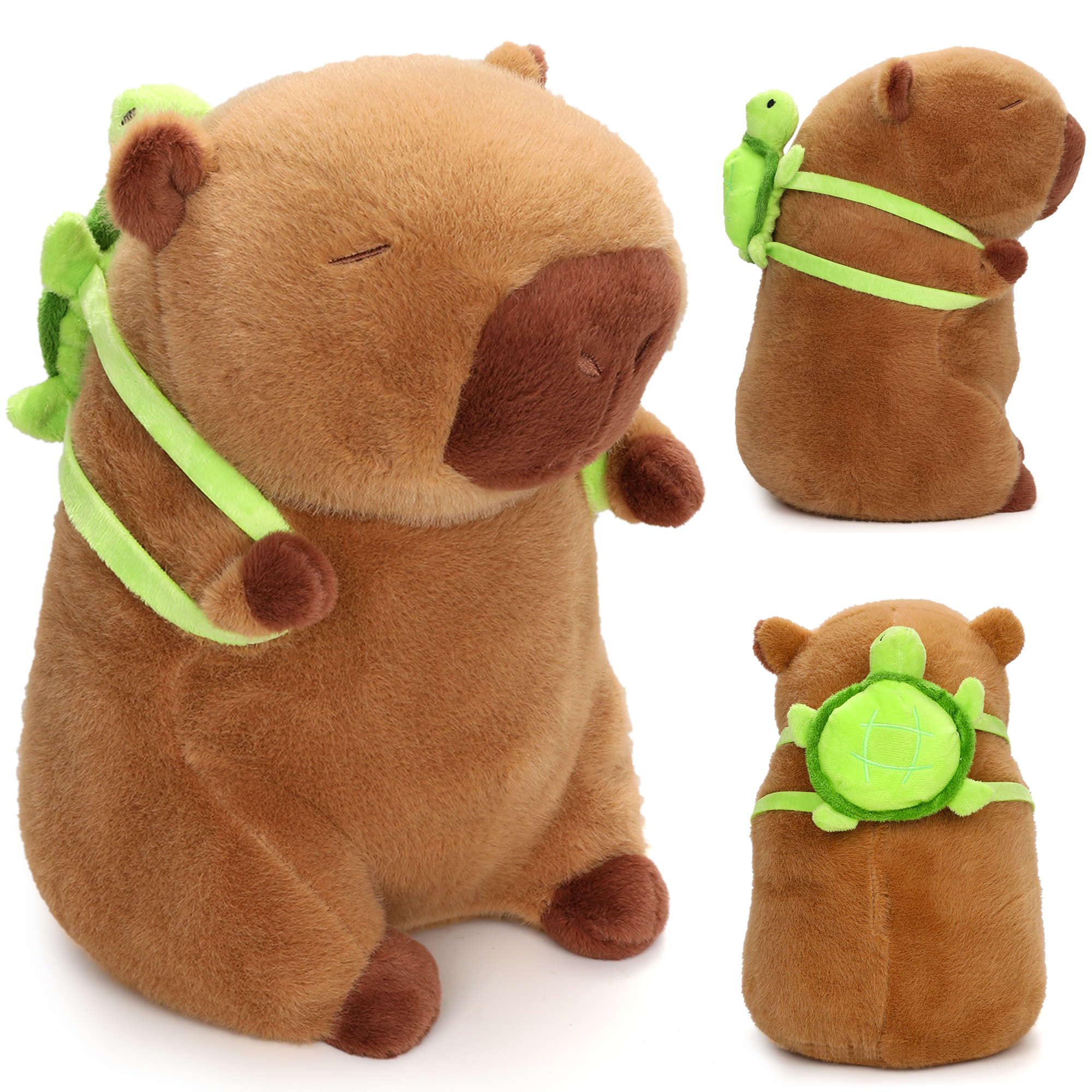 Cute Capybara Plush Toy, 12 INCH Capybara Stuffed Animals Plushies with Removable Turtle Backpack, Soft Capybara Doll Pillow for Kids Boys Girls Birthday Gifts