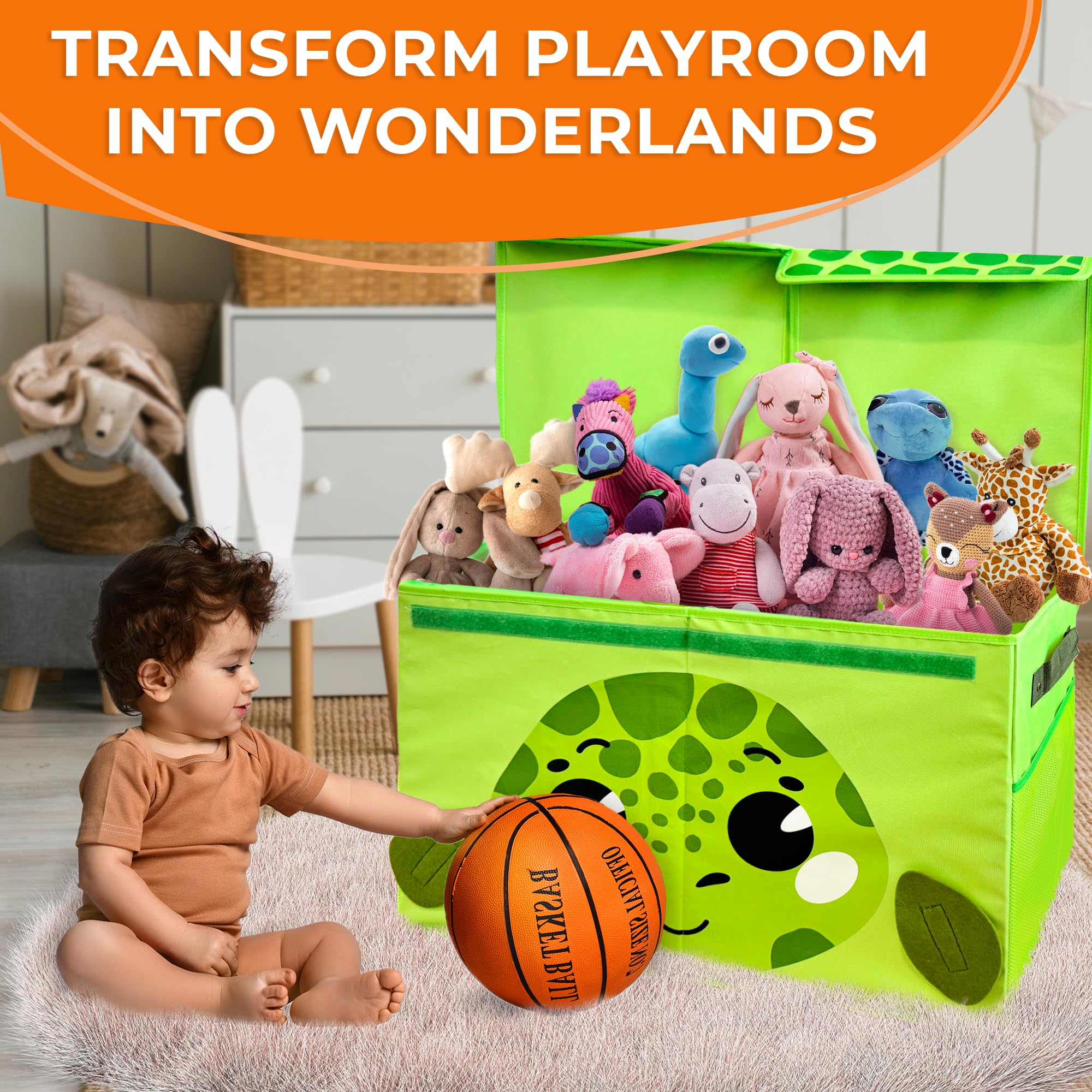 QUOKKA Toy Storage Box Unicorn, Toy Storage Box Turtle & Toy Storage Box Dino Playroom Organizers