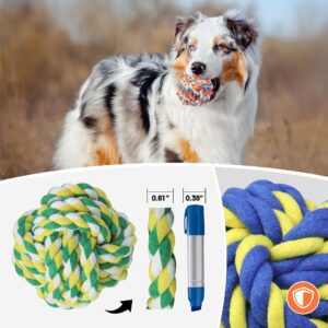 GASAPET Extra Large Dog Chew Ball Rope Toys for Aggressive Chewers, 5 Pack Durable Balls Toy for Medium Large Breeds, Dental Cotton Dog Rope Toys, Puppy Teething Chew Toys, Interactive Dog Toys