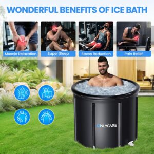 ONLYCARE Ice Bath Tub for Athletes - Upgrade XXL 135 Gal Cold Plunge Tub with Cover - Multiple Layered Cold Water Portable Ice Pod for Therapy Recovery at Home Outdoor Gym