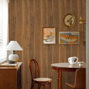 Abyssaly Brown Wood Grain Peel and Stick Wallpaper Natural Wood Look Contact Paper for Cabinets Desk Shelf Liner Removable Decorative Thicken Wooden Wallpaper Covering 15.7in X 118in