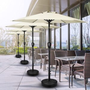 Simple Deluxe 9FT Outdoor Patio Umbrella Table Market Umbrella with Push Button Tilt and Crank, 8 Sturdy Ribs, UV Protection Waterproof for Garden, Lawn, Deck, Backyard, Pool, Creamy White