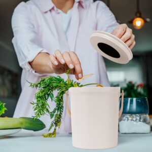 Beautiful Kitchen Compost Bin with Smell Proof Lid - Rust Proof and Odorless Compost Bucket for Your Countertop with No Smell Filters - Easy to Clean 1.1 Gallon Bin Looks Great On Any Kitchen Counter