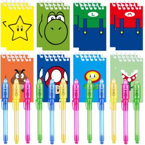 jiaoohoo 24 pcs super bros party favors | set of 12 invisible ink pen and 12 super bros mini notepads | gift bag stuffers for super bros party supplies