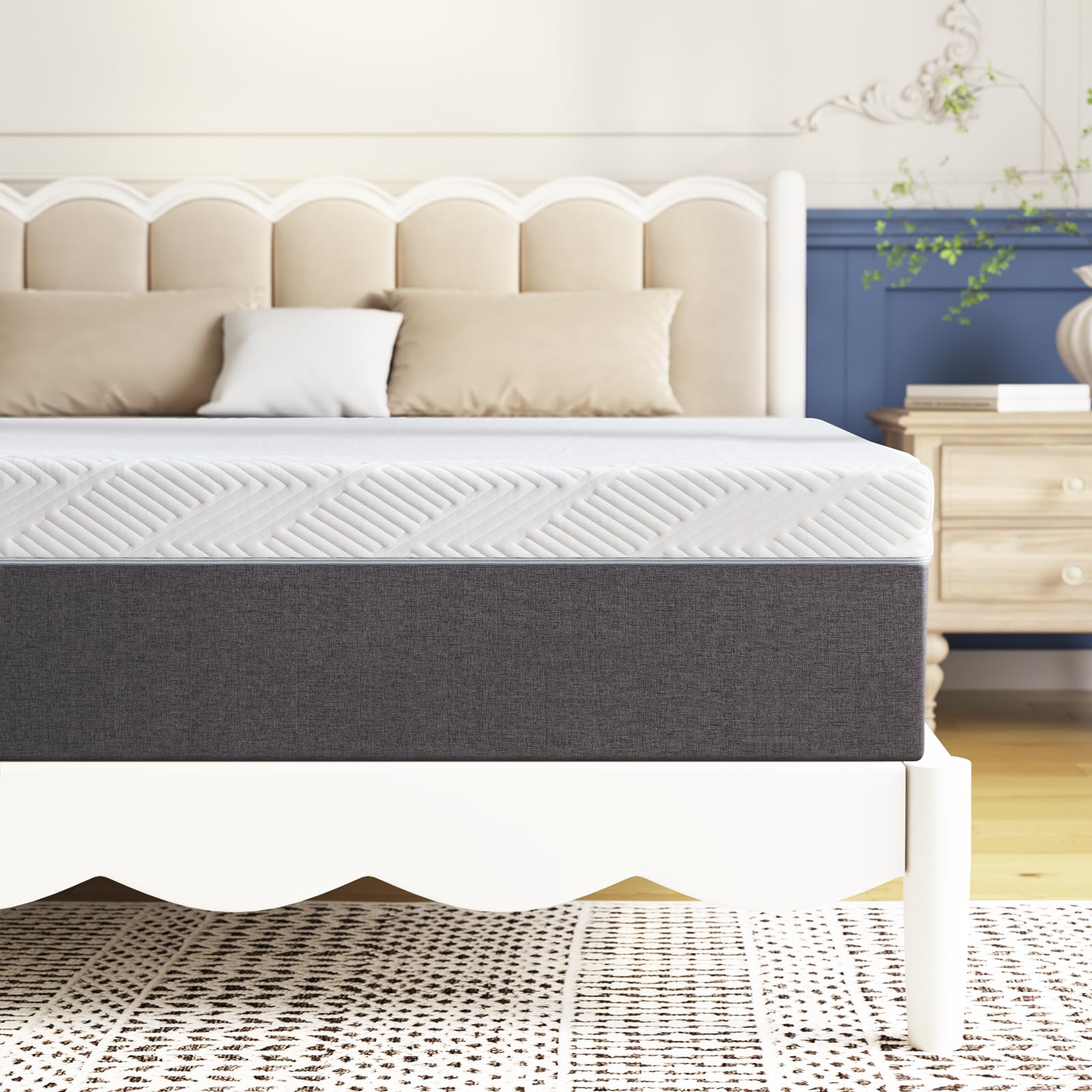 Twolike Queen Mattress 10 inch No Fiberglass Gel Memory Foam Queen Size Mattress in a Box of Foams and Fabric for Cooling Pressure Relief Sleep, 80" X 60" X 10", Medium, Firm