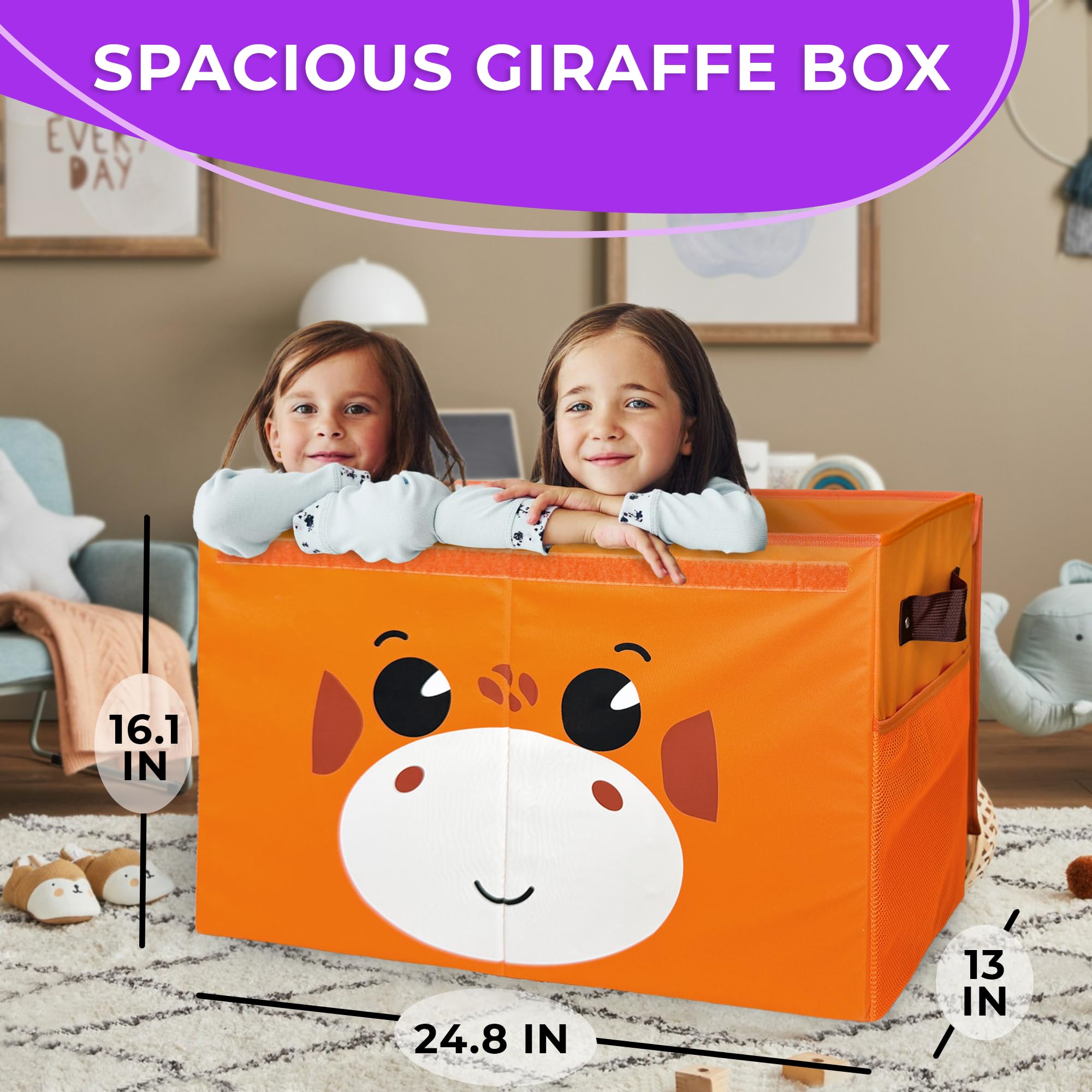 QUOKKA Toy Chest Storage Boxes for Boys and Girls Large Giraffe, Large Elephant & Large Koala - Fabric Foldable Bin for Playroom