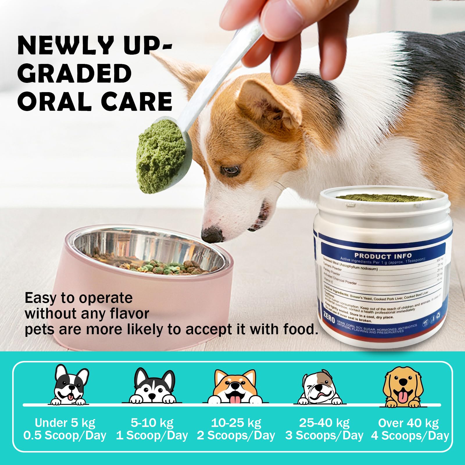 ColEaze Dog Teeth Cleaning Powder-Dog Dental Care and Bad Breath Treatment, Plaque Removal Herbal Dental Powder for Healthy Teeth & Gums for All Dogs