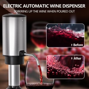 BGFOX 4 in 1 Electric Wine Bottle Opener Gift Set - Rechargeable Automatic Wine Bottle Corkscrew Opener with Wine Dispenser Aerator, Vacuum Stopper and Foil Cutter, Stainless Steel