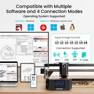 LONGER Laser Engraver Ray5 5W Higher Accuracy DIY Laser Engraving Machine with 3.5" Touch Screen,Offline Usage Laser Cutter,400x400mm,0.08mm Laser Spot, CNC Laser Cutter for Wood Metal Acrylic Glass