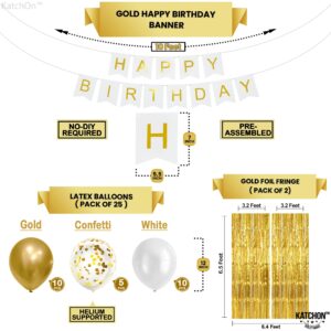 KatchOn, Gold Birthday Decorations Set - Pack of 45 | Gold Fringe Backdrop, Gold Happy Birthday Banner for Golden Birthday Party Decorations | Gold Happy Birthday Decorations | Gold Party Decorations