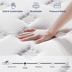 California King Mattress - Upgrade Strengthen - 12 Inch Firm Hybrid Cal King Mattress in a Box, Mattress King Size With Memory Foam and Independent Pocket Springs, Release Stress, Strong Edge Support