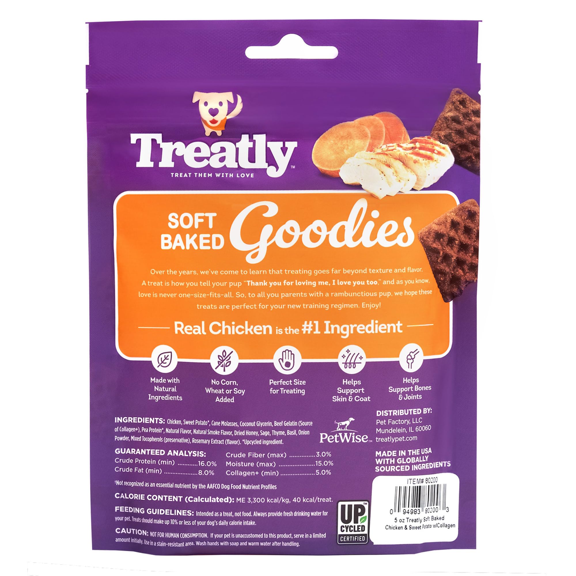 Treatly Soft Baked Goodies Chicken & Sweet Potato w/Collage Dog Treats - 5oz/1 Pack