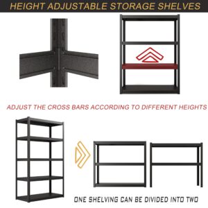 Sanoolir 72" Hx47.3 Wx23.6 D 5 Tier Garage Shelving Heavy Duty Garage Storage Shelves 3000 lbs Heavy Duty Shelving Adjustable Matte Black Metal Shelving Industrial Rack (72" Hx47.3 Wx23.6 D)