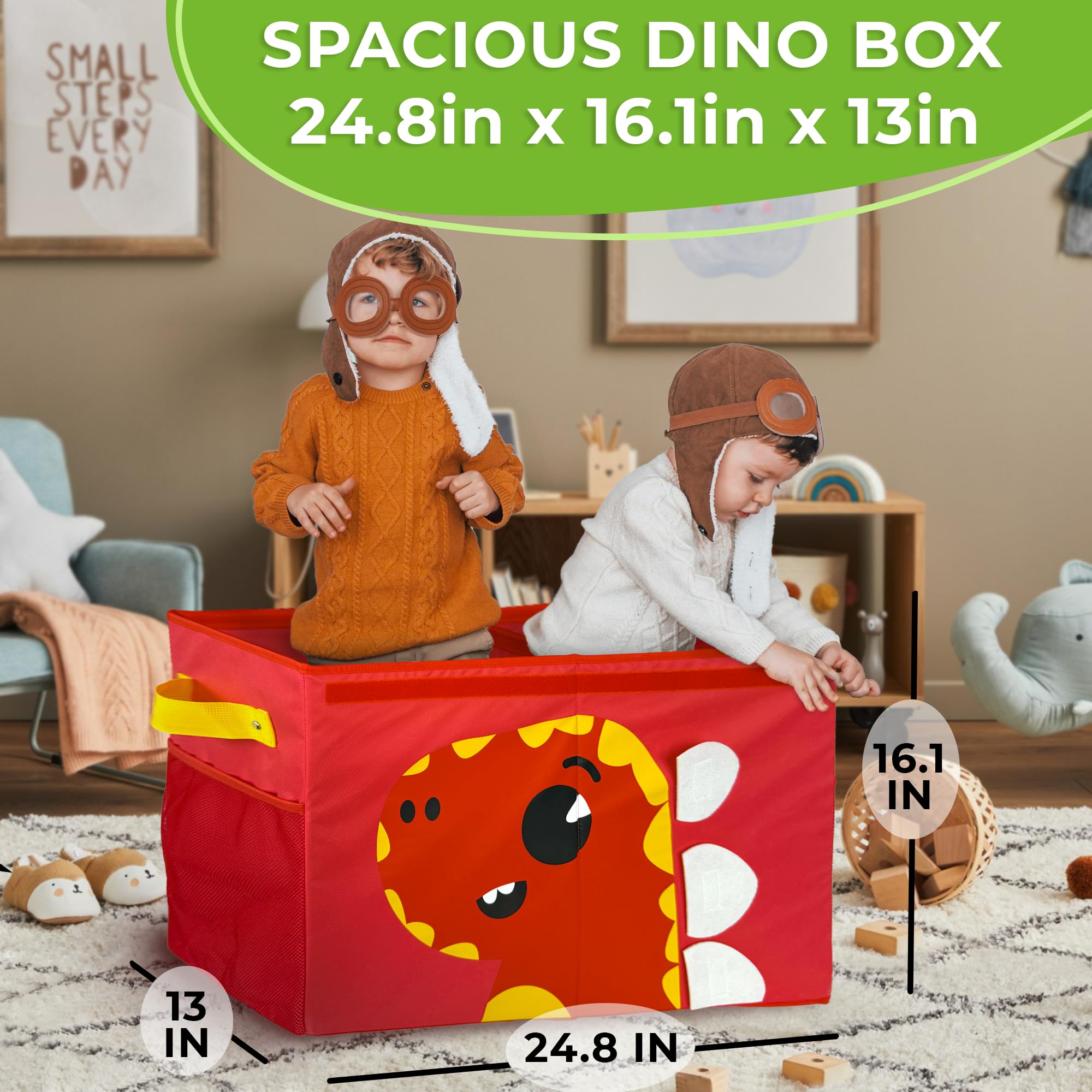 QUOKKA Toy Storage Box Owl & Toy Storage Box Dino Playroom Organizers